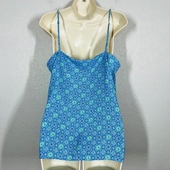 Cynthia Rowley Strappy P;rint Tank Sleeveless Blue Casual - L - Picture 3 of 4